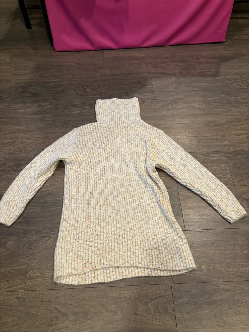 Lulu's Cream Multicolor Ribbed Turtleneck Sweater Dress